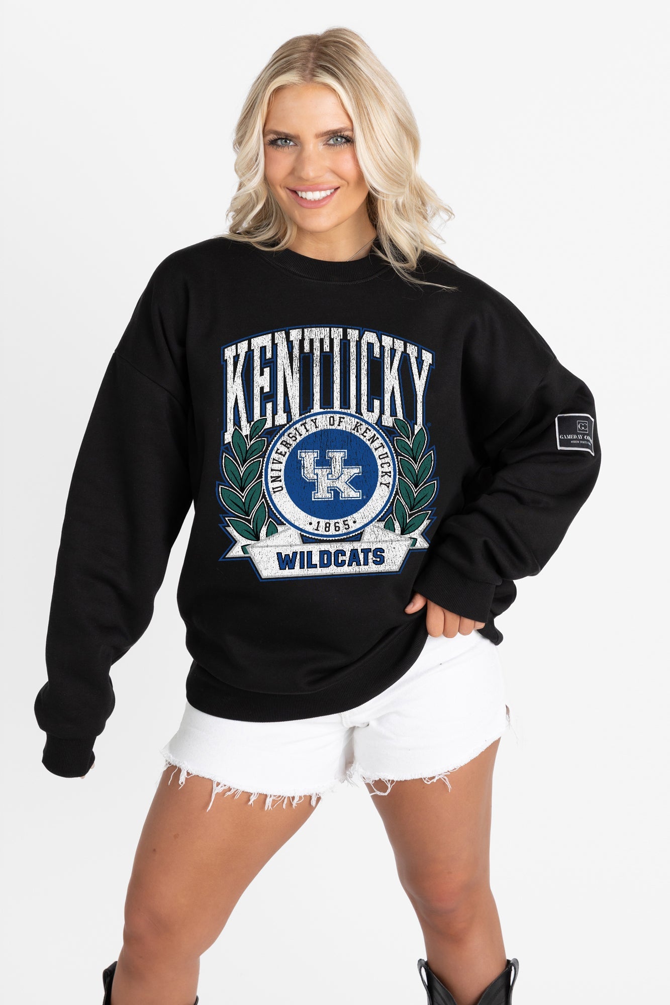 KENTUCKY WILDCATS VICTORY LANE BLACK LABEL PREMIUM FLEECE CREW SWEATSHIRT