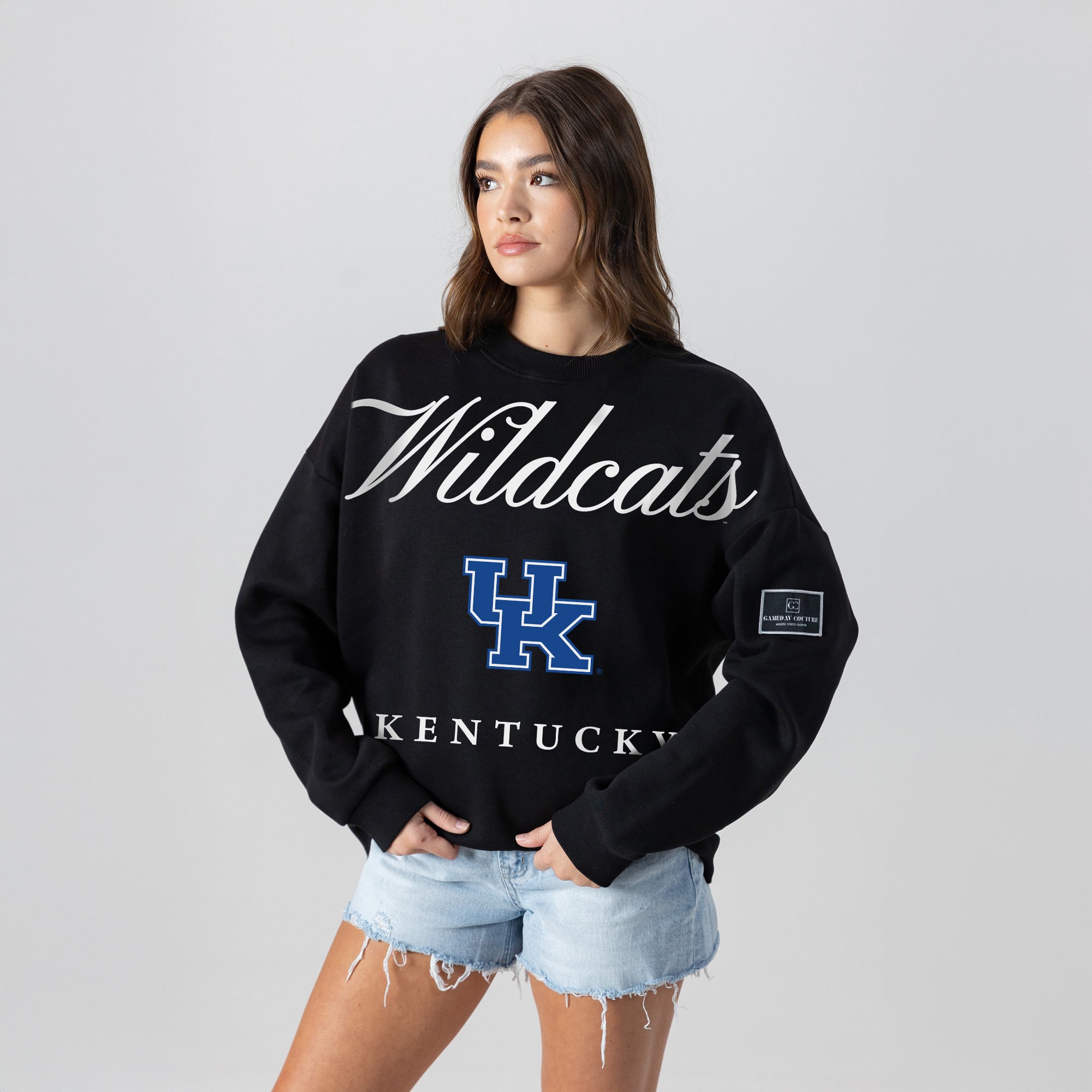 KENTUCKY WILDCATS LEGACY CLUB BLACK LABEL PREMIUM FLEECE DROP SHOULDER CREWNECK