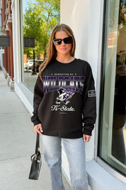 KANSAS STATE WILDCATS POWERHOUSE PLAY BLACK LABEL PREMIUM FLEECE CREW SWEATSHIRT