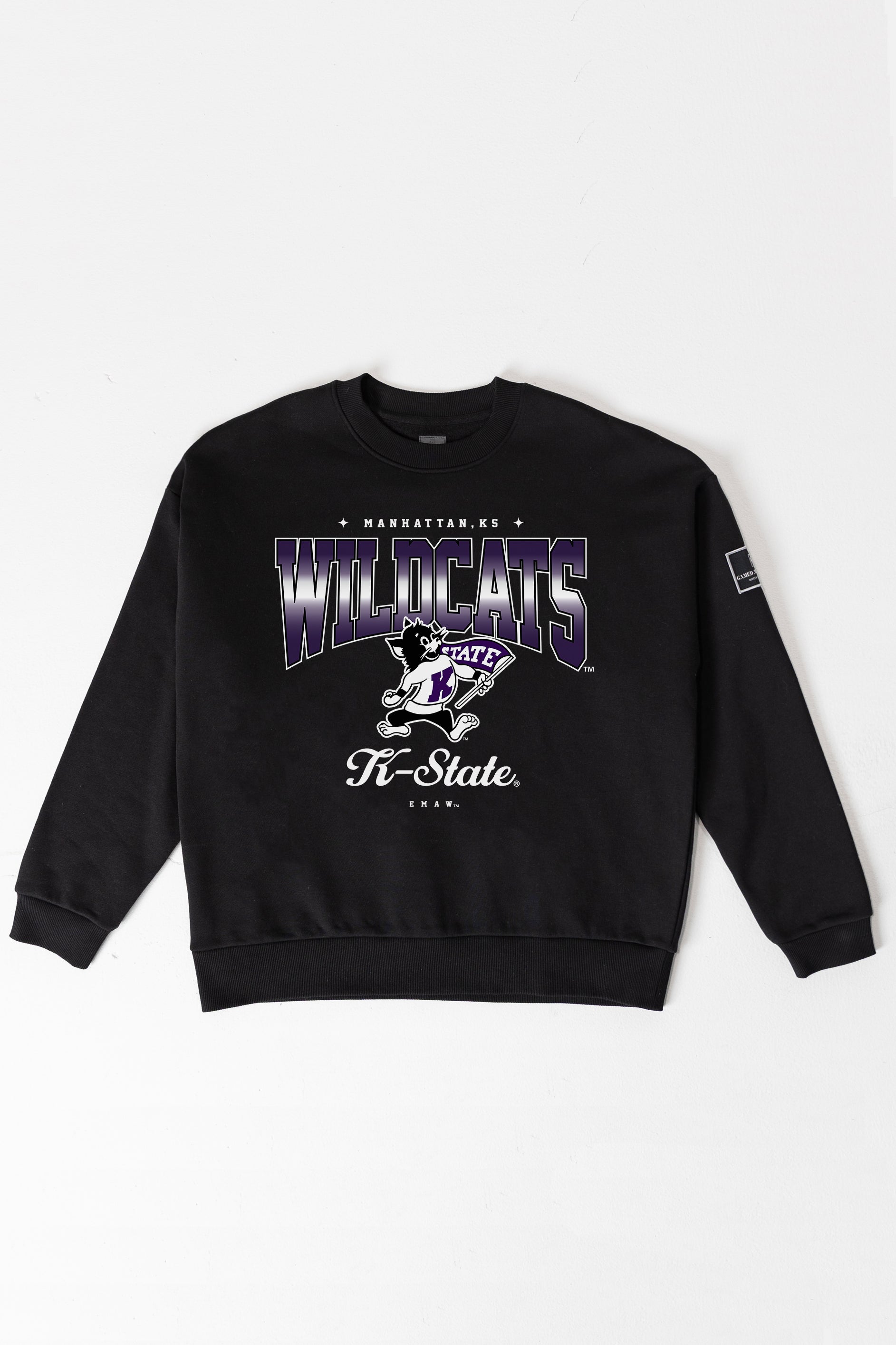 KANSAS STATE WILDCATS POWERHOUSE PLAY BLACK LABEL PREMIUM FLEECE CREW SWEATSHIRT