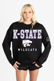 KANSAS STATE WILDCATS LEVEL UP BLACK LABEL PREMIUM FLEECE CREW SWEATSHIRT