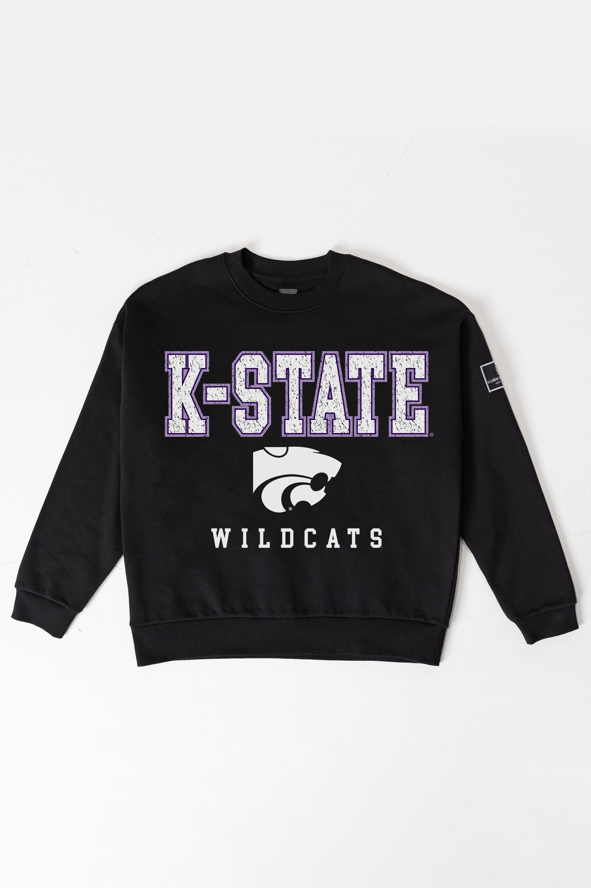 KANSAS STATE WILDCATS LEVEL UP BLACK LABEL PREMIUM FLEECE CREW SWEATSHIRT