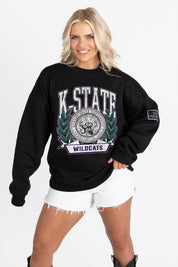 KANSAS STATE WILDCATS VICTORY LANE BLACK LABEL PREMIUM FLEECE CREW SWEATSHIRT