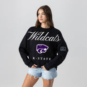KANSAS STATE WILDCATS LEGACY CLUB BLACK LABEL PREMIUM FLEECE DROP SHOULDER CREWNECK