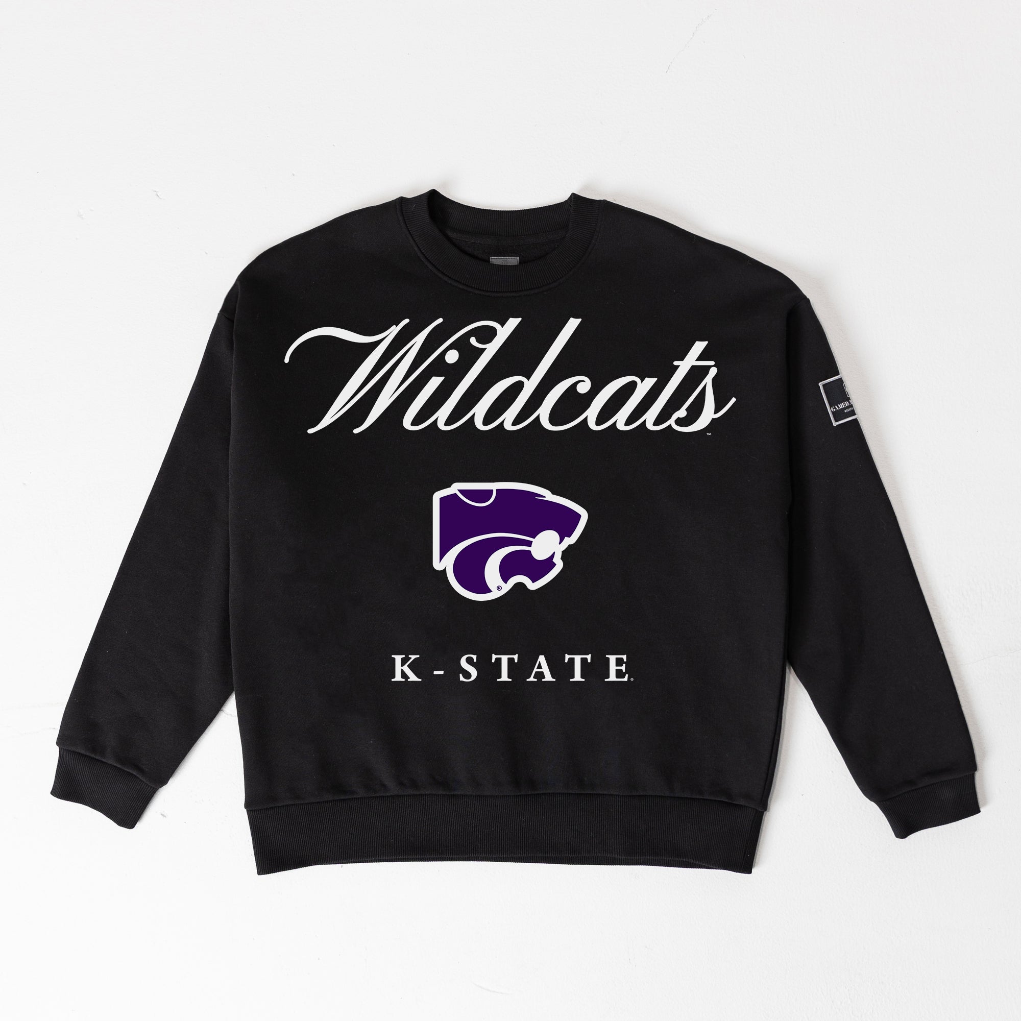KANSAS STATE WILDCATS LEGACY CLUB BLACK LABEL PREMIUM FLEECE DROP SHOULDER CREWNECK