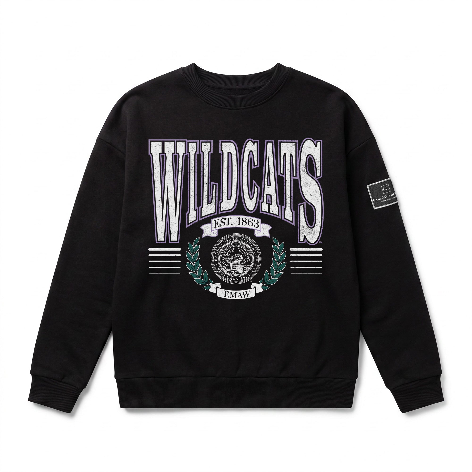 KANSAS STATE WILDCATS HONOR BOUND BLACK LABEL PREMIUM FLEECE CREWNECK