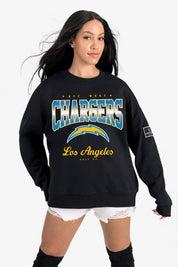 LOS ANGELES CHARGERS POWERHOUSE PLAY BLACK LABEL PREMIUM FLEECE CREW SWEATSHIRT