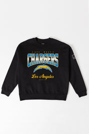 LOS ANGELES CHARGERS POWERHOUSE PLAY BLACK LABEL PREMIUM FLEECE CREW SWEATSHIRT