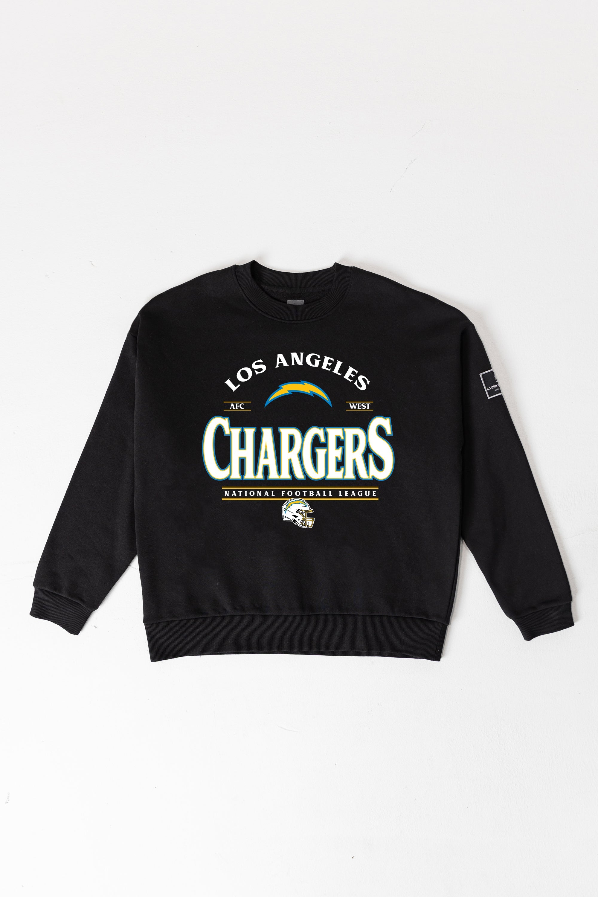 LOS ANGELES CHARGERS PLAYERS ONLY BLACK LABEL PREMIUM FLEECE DROP SHOULDER CREWNECK