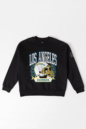 LOS ANGELES CHARGERS VICTORY LANE BLACK LABEL PREMIUM FLEECE CREW SWEATSHIRT