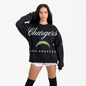 LOS ANGELES CHARGERS LEGACY CLUB BLACK LABEL PREMIUM FLEECE DROP SHOULDER CREWNECK