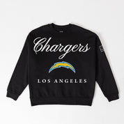 LOS ANGELES CHARGERS LEGACY CLUB BLACK LABEL PREMIUM FLEECE DROP SHOULDER CREWNECK