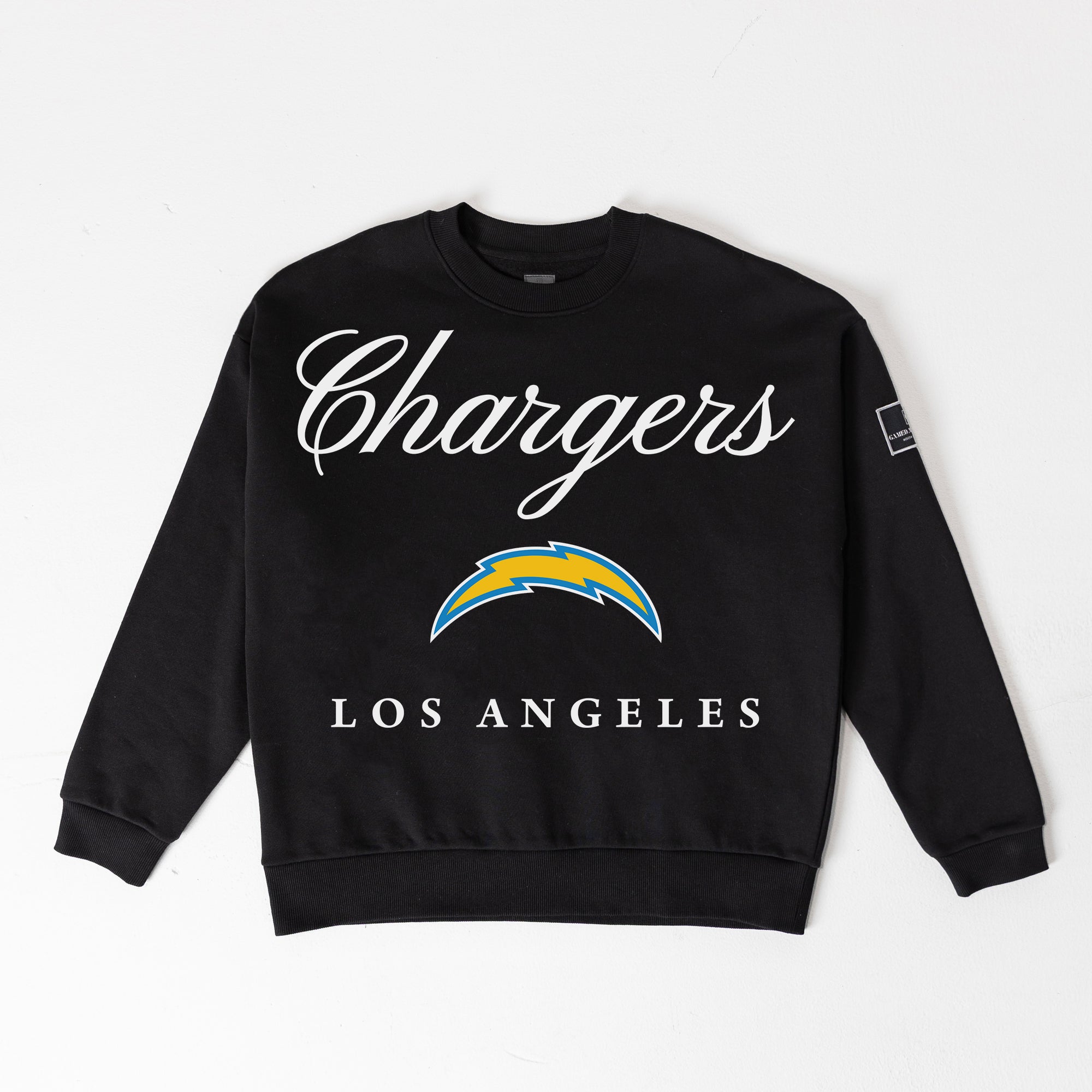 LOS ANGELES CHARGERS LEGACY CLUB BLACK LABEL PREMIUM FLEECE DROP SHOULDER CREWNECK