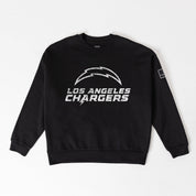 LOS ANGELES CHARGERS BOLD MOVE BLACK LABEL PREMIUM FLEECE DROP SHOULDER CREWNECK