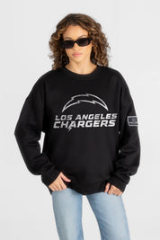 LOS ANGELES CHARGERS BOLD MOVE BLACK LABEL PREMIUM FLEECE DROP SHOULDER CREWNECK