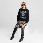 LOS ANGELES CHARGERS FIERCE FLOW BLACK LABEL PREMIUM FLEECE DROP SHOULDER CREWNECK
