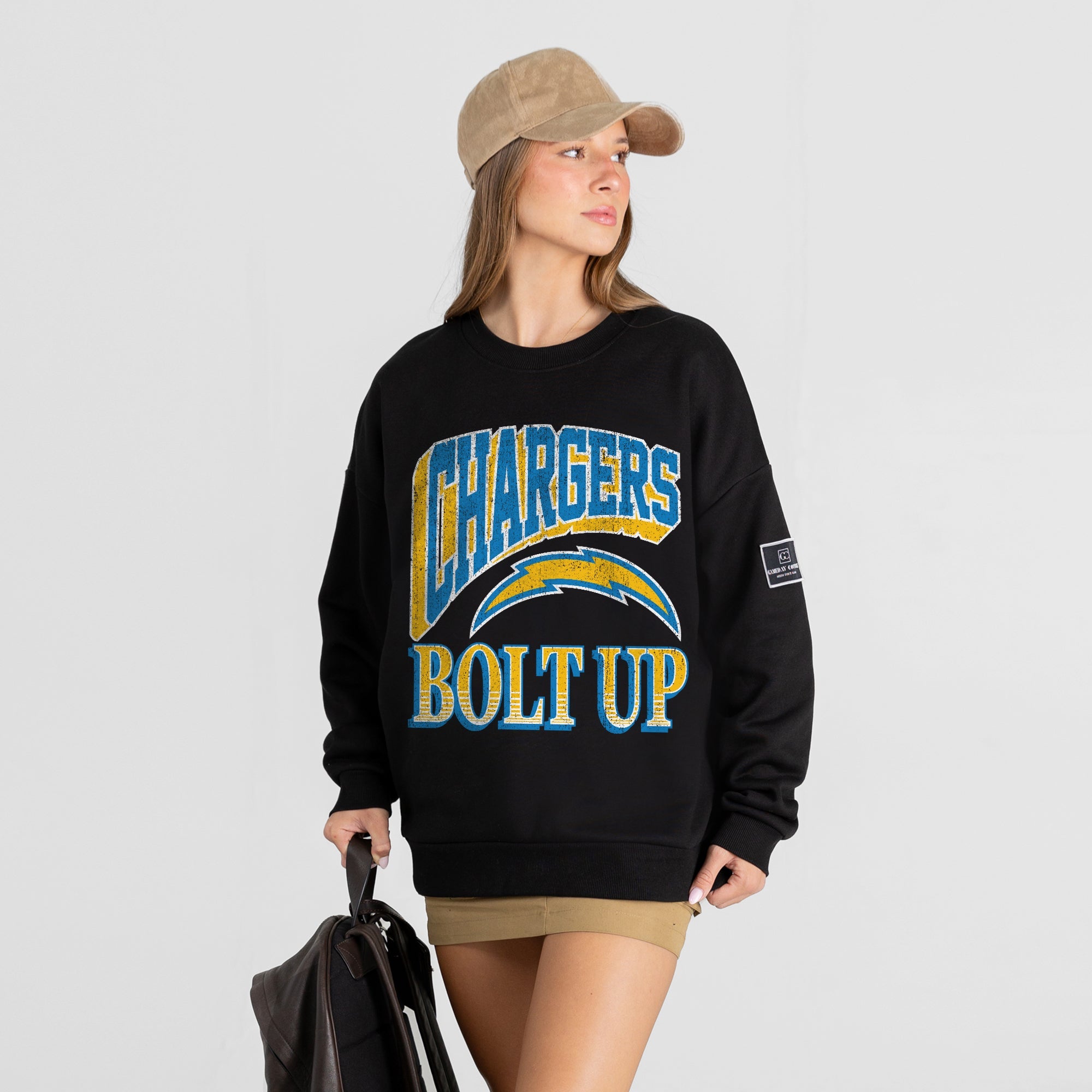 LOS ANGELES CHARGERS VICTORY PRIME BLACK LABEL PREMIUM FLEECE DROP SHOULDER CREWNECK