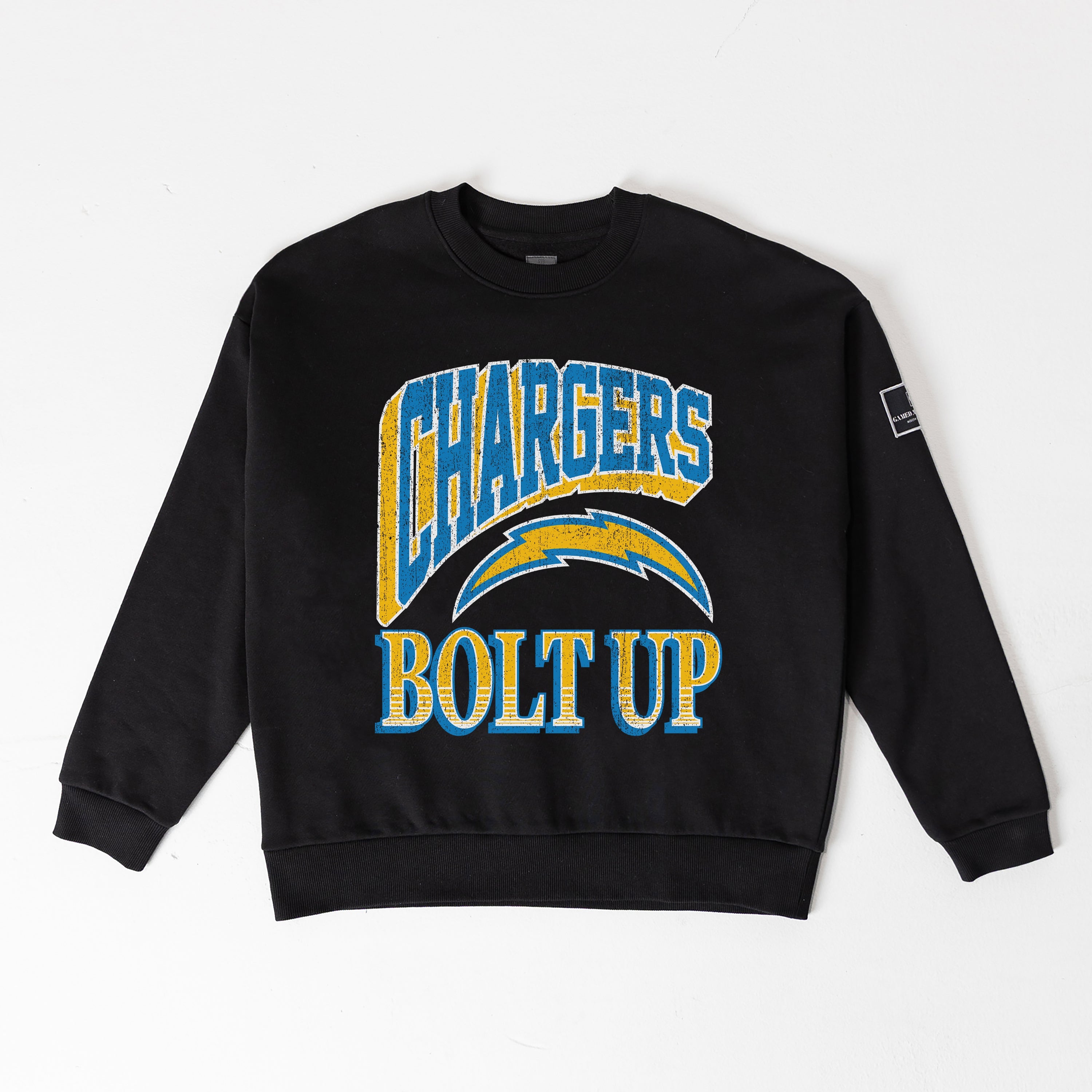 LOS ANGELES CHARGERS VICTORY PRIME BLACK LABEL PREMIUM FLEECE DROP SHOULDER CREWNECK