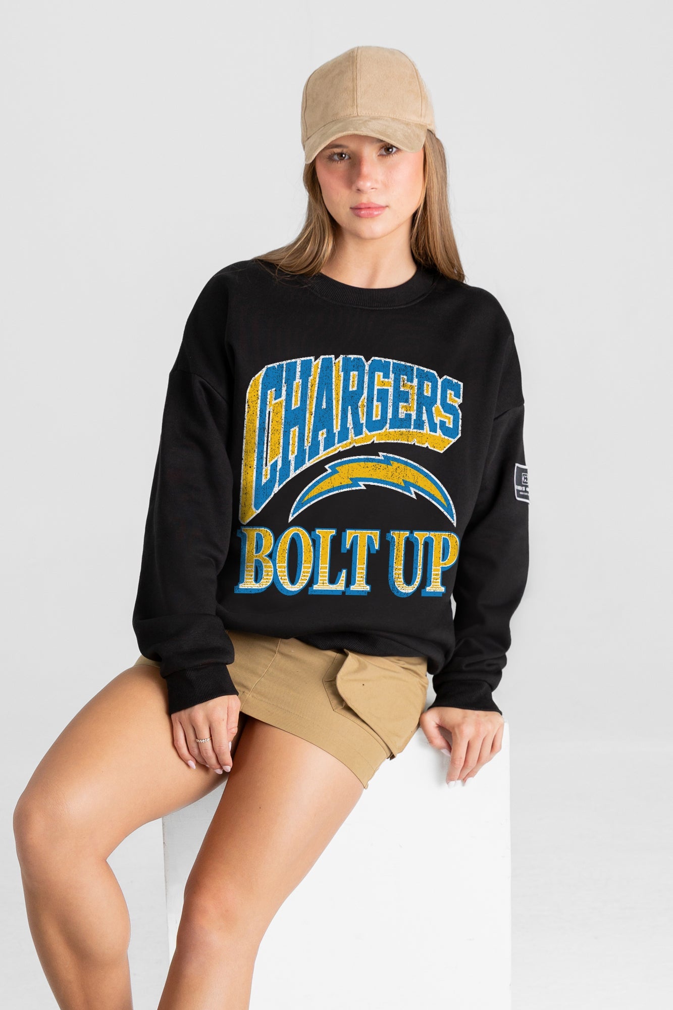 LOS ANGELES CHARGERS VICTORY PRIME BLACK LABEL PREMIUM FLEECE DROP SHOULDER CREWNECK