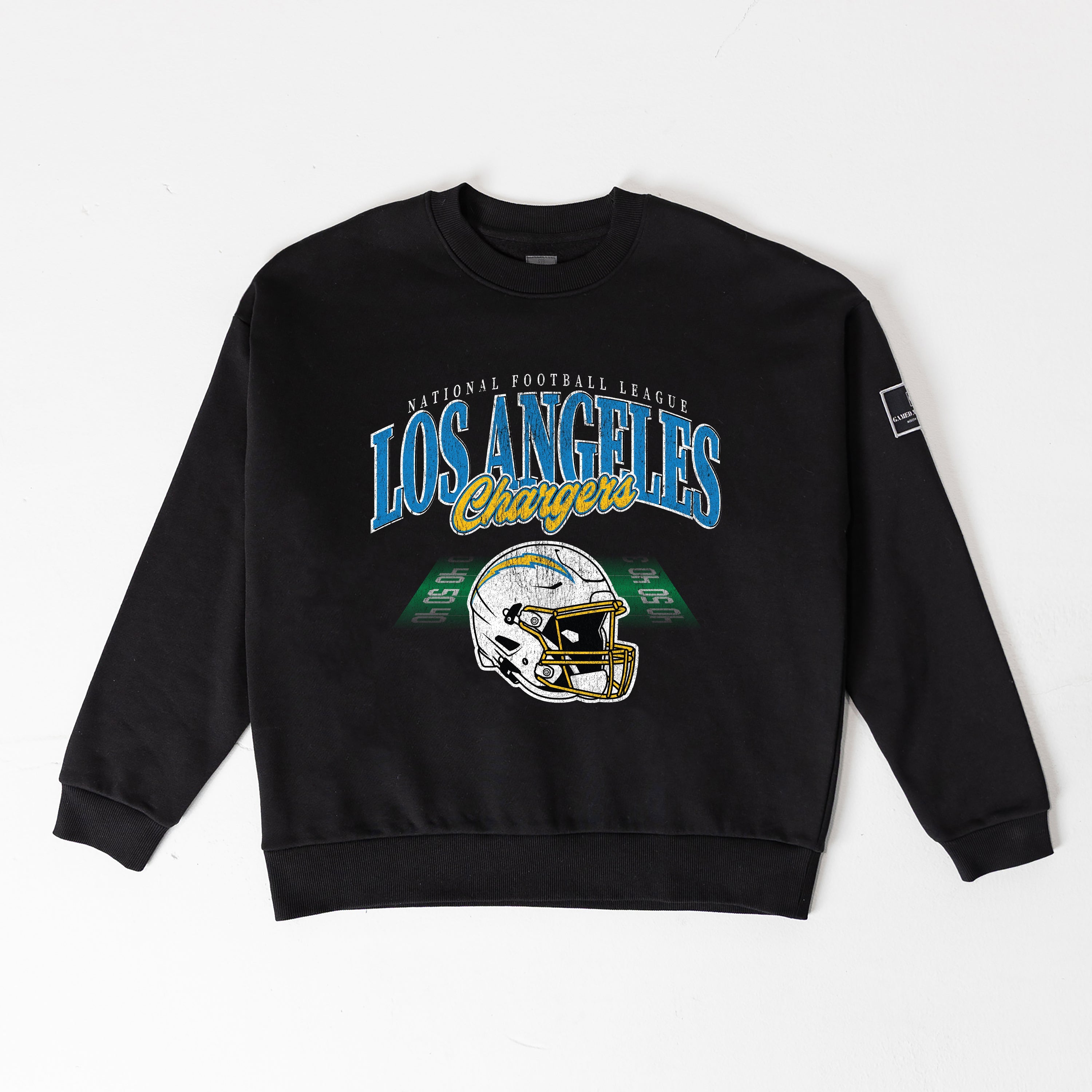 LOS ANGELES CHARGERS FIELD FOCUS BLACK LABEL PREMIUM FLEECE DROP SHOULDER CREWNECK