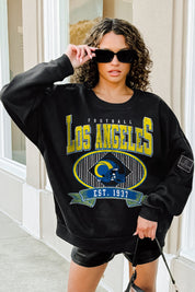 LOS ANGELES RAMS BOLD CHEERS BLACK LABEL PREMIUM FLEECE CREW SWEATSHIRT