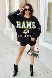 LOS ANGELES RAMS LEVEL UP BLACK LABEL PREMIUM FLEECE CREW SWEATSHIRT
