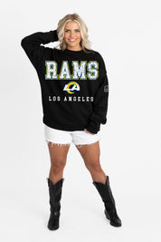 LOS ANGELES RAMS LEVEL UP BLACK LABEL PREMIUM FLEECE CREW SWEATSHIRT