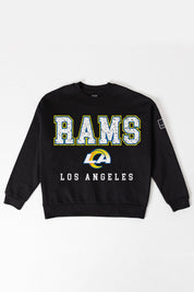 LOS ANGELES RAMS LEVEL UP BLACK LABEL PREMIUM FLEECE CREW SWEATSHIRT