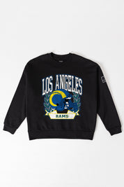 LOS ANGELES RAMS VICTORY LANE BLACK LABEL PREMIUM FLEECE CREW SWEATSHIRT