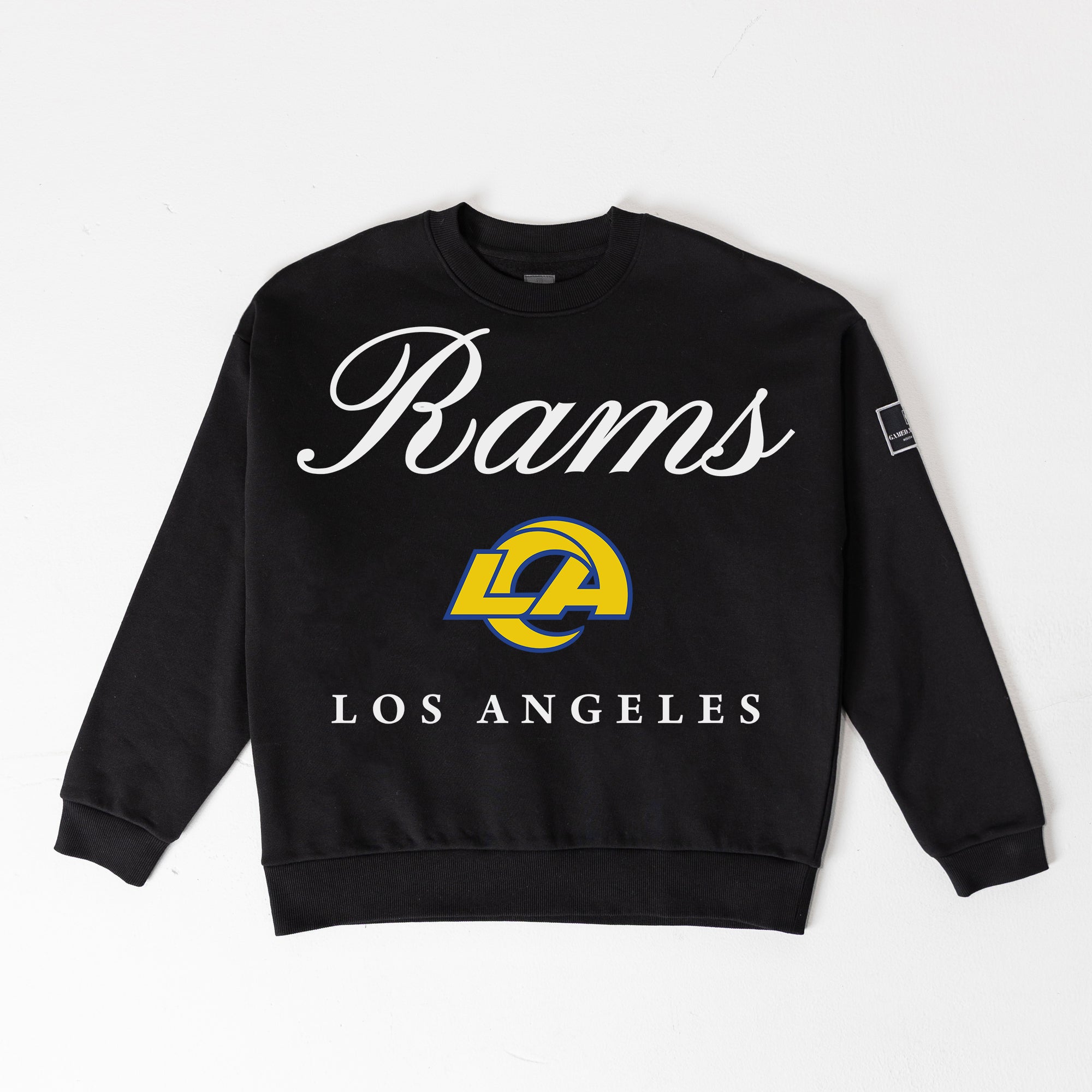 LOS ANGELES RAMS LEGACY CLUB BLACK LABEL PREMIUM FLEECE DROP SHOULDER CREWNECK