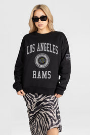 LOS ANGELES RAMS FIERCE FLOW BLACK LABEL PREMIUM FLEECE DROP SHOULDER CREWNECK