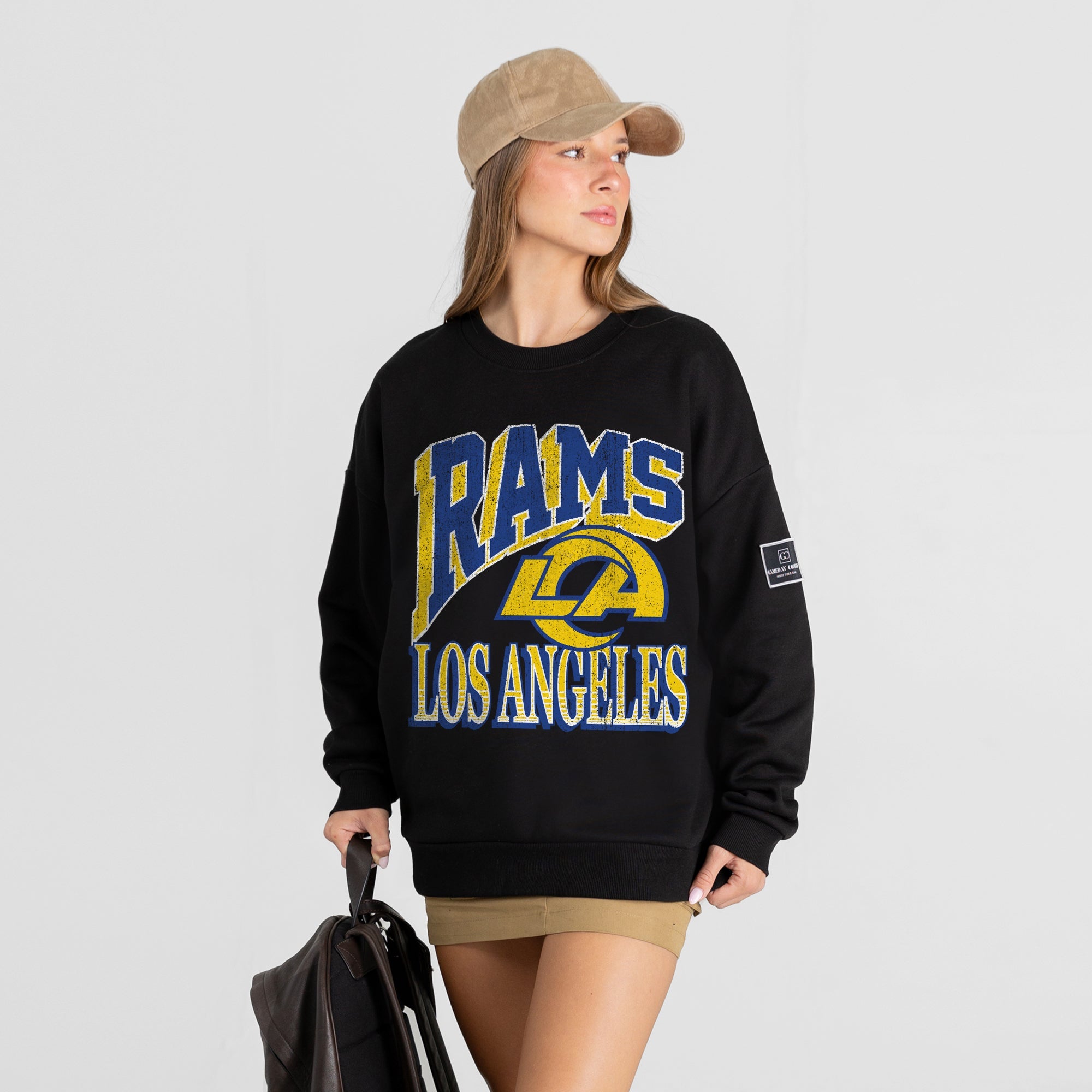 LOS ANGELES RAMS VICTORY PRIME BLACK LABEL PREMIUM FLEECE DROP SHOULDER CREWNECK