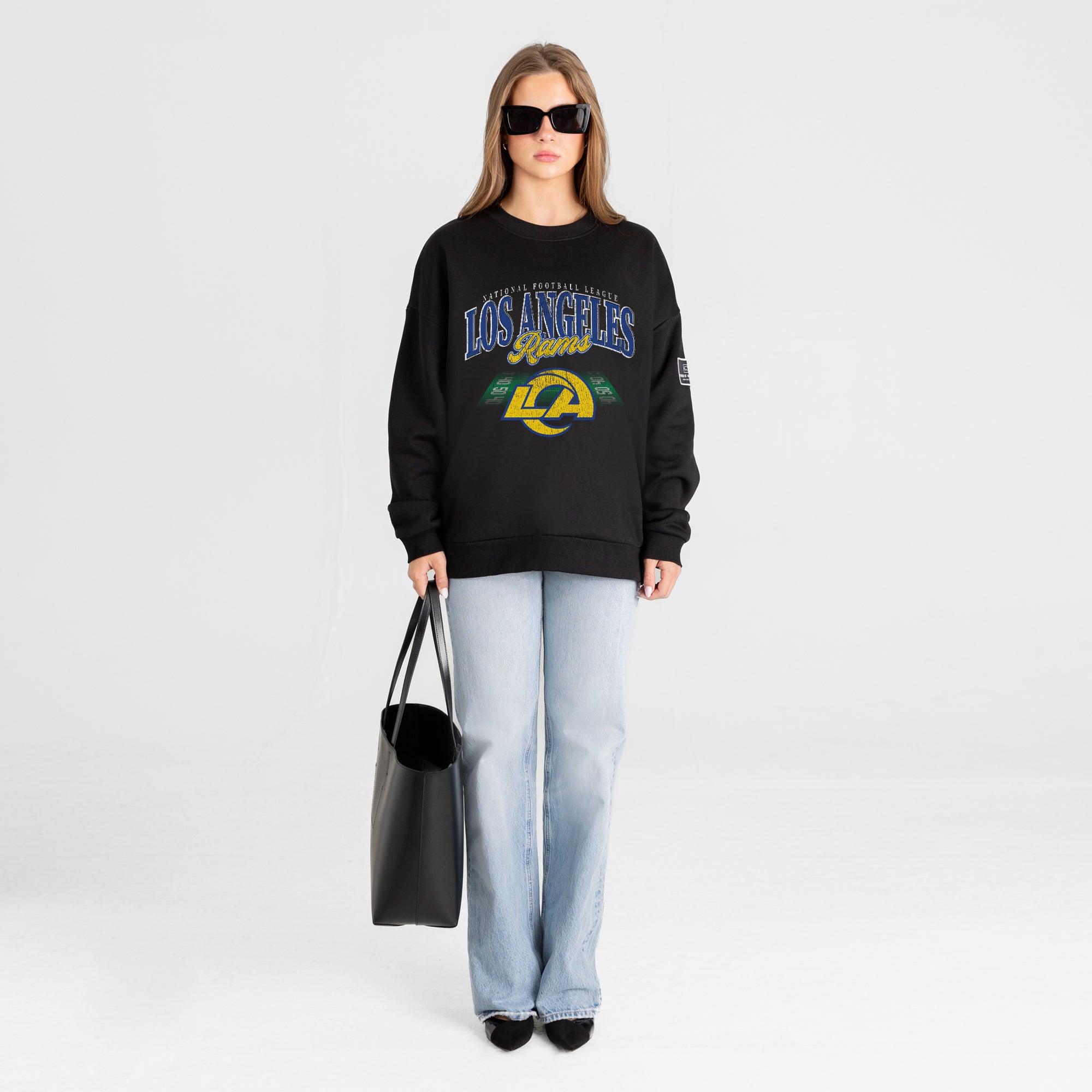LOS ANGELES RAMS FIELD FOCUS BLACK LABEL PREMIUM FLEECE DROP SHOULDER CREWNECK