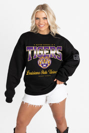 LSU TIGERS POWERHOUSE PLAY BLACK LABEL PREMIUM FLEECE CREW SWEATSHIRT