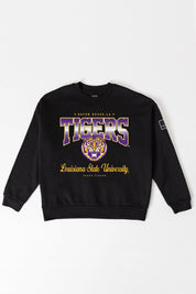 LSU TIGERS POWERHOUSE PLAY BLACK LABEL PREMIUM FLEECE CREW SWEATSHIRT