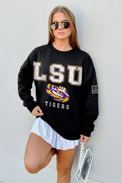 LSU TIGERS LEVEL UP BLACK LABEL PREMIUM FLEECE CREW SWEATSHIRT