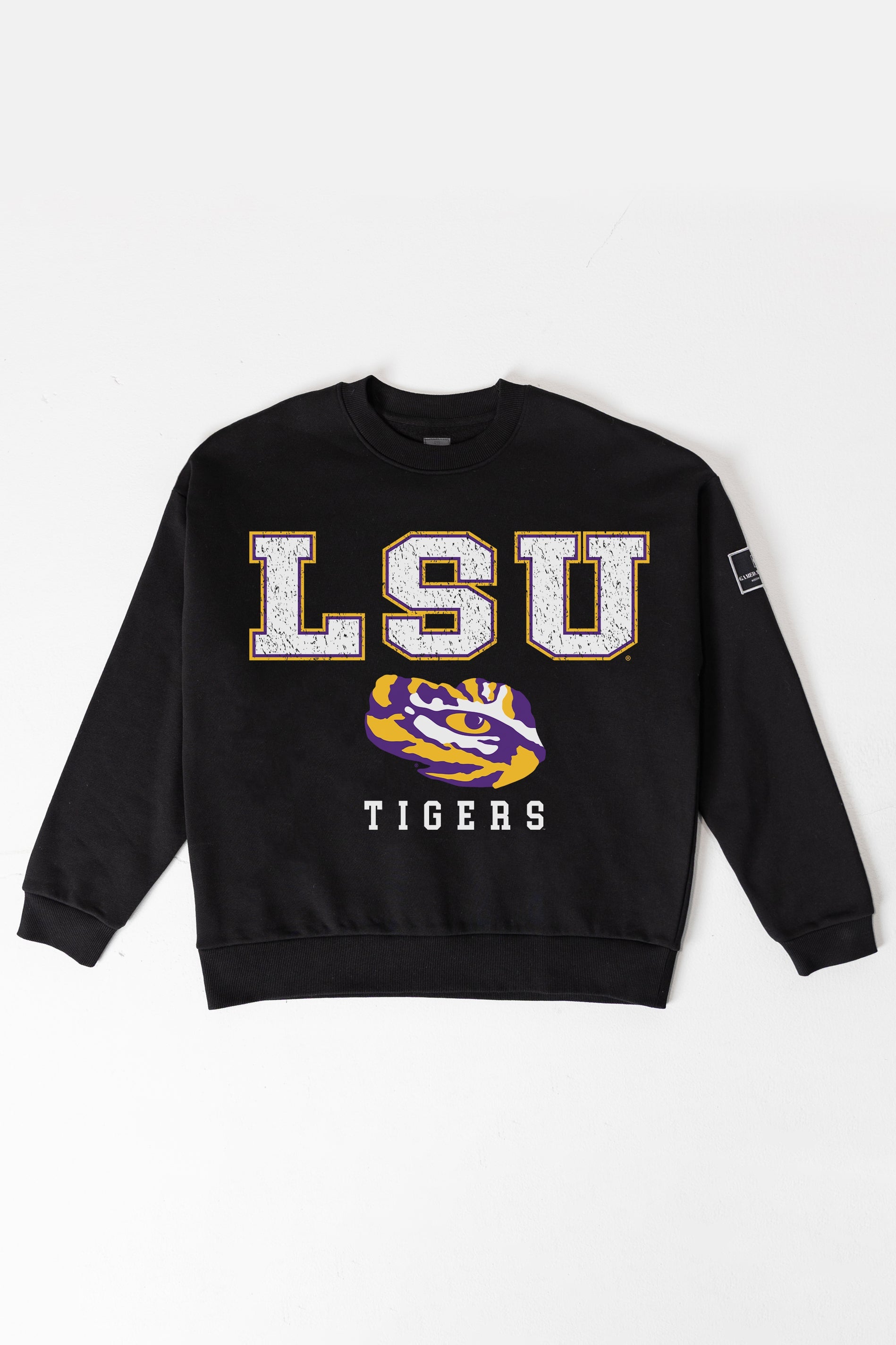 LSU TIGERS LEVEL UP BLACK LABEL PREMIUM FLEECE CREW SWEATSHIRT