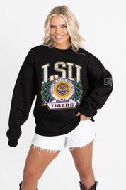 LSU TIGERS VICTORY LANE BLACK LABEL PREMIUM FLEECE CREW SWEATSHIRT