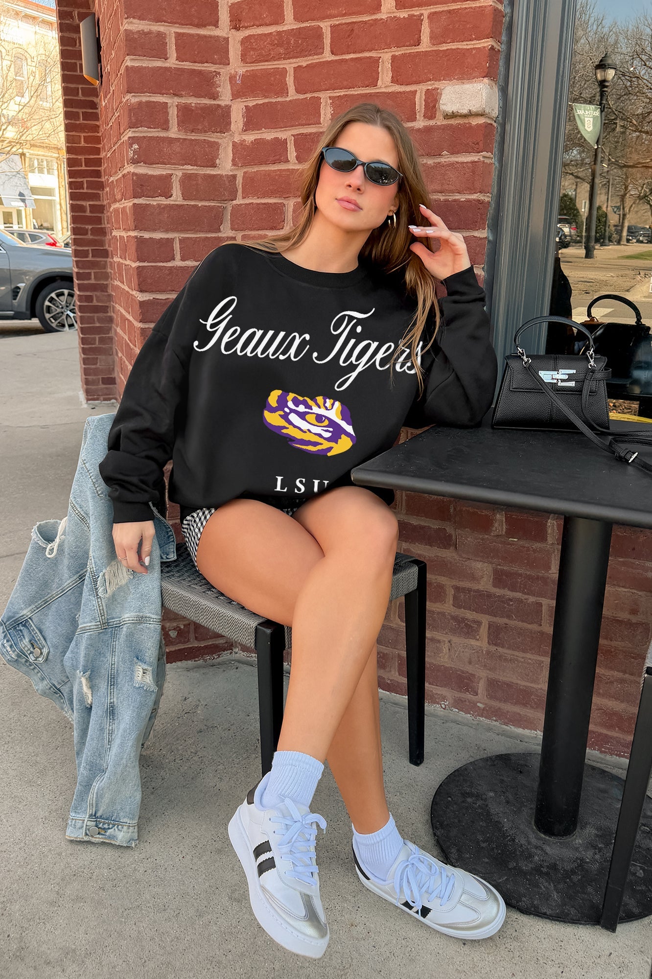 LSU TIGERS LEGACY CLUB BLACK LABEL PREMIUM FLEECE DROP SHOULDER CREWNECK