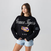 LSU TIGERS LEGACY CLUB BLACK LABEL PREMIUM FLEECE DROP SHOULDER CREWNECK