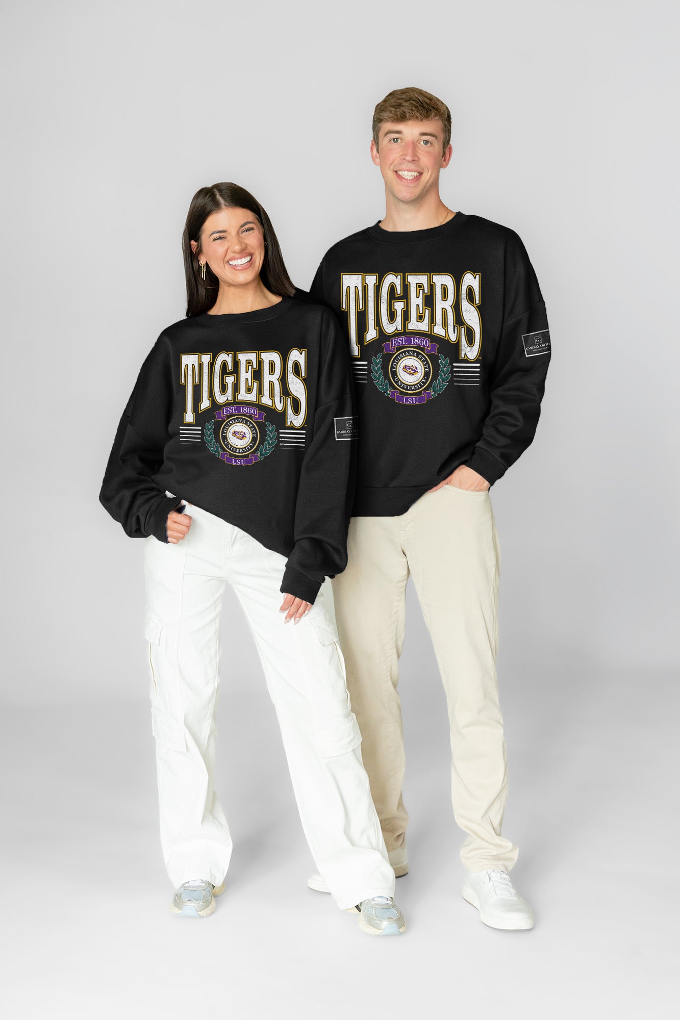 LSU TIGERS HONOR BOUND BLACK LABEL PREMIUM FLEECE CREWNECK