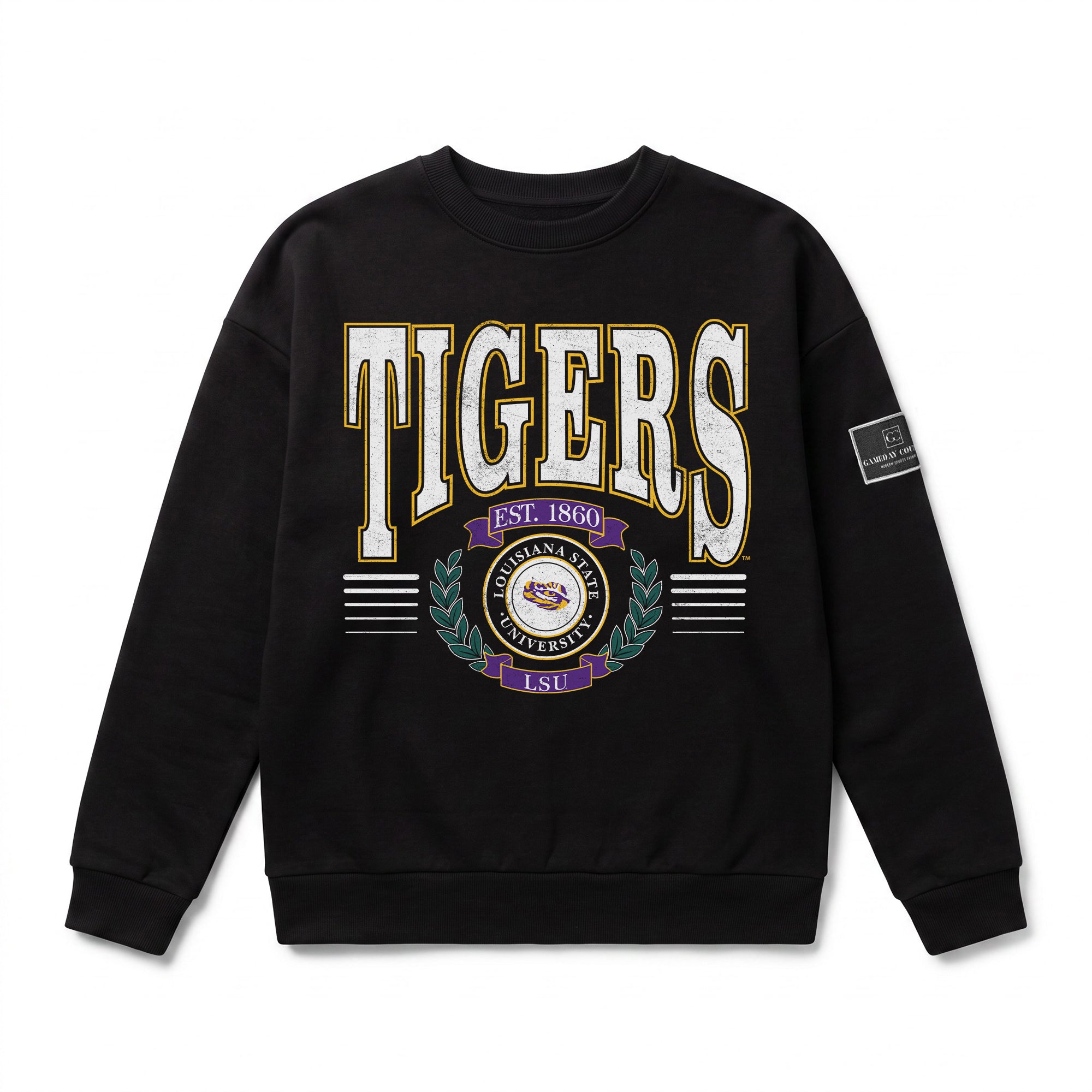 LSU TIGERS HONOR BOUND BLACK LABEL PREMIUM FLEECE CREWNECK