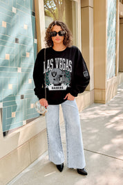 LAS VEGAS RAIDERS VICTORY LANE BLACK LABEL PREMIUM FLEECE CREW SWEATSHIRT