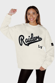 LAS VEGAS RAIDERS CLUTCH MOVE BLACK LABEL PREMIUM FLEECE CREW SWEATSHIRT BY RANDI MAHOMES