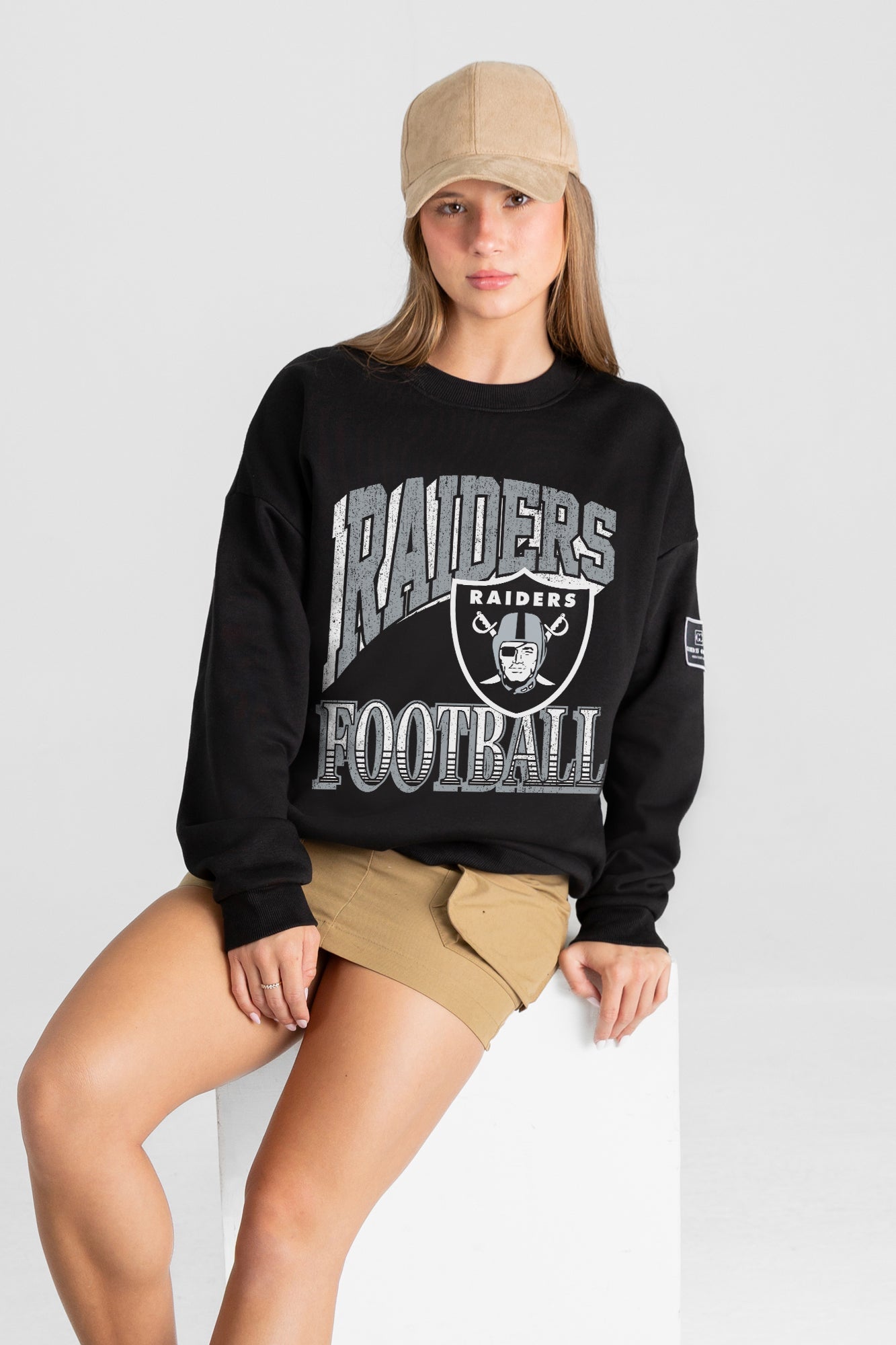 LAS VEGAS RAIDERS VICTORY PRIME BLACK LABEL PREMIUM FLEECE DROP SHOULDER CREWNECK
