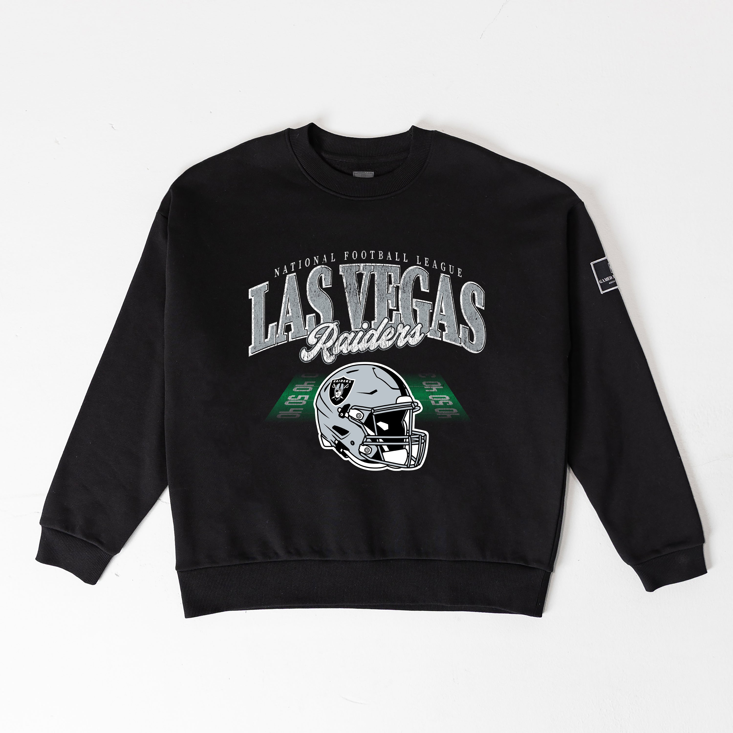 LAS VEGAS RAIDERS FIELD FOCUS BLACK LABEL PREMIUM FLEECE DROP SHOULDER CREWNECK