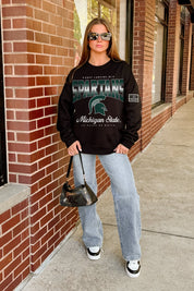 MICHIGAN STATE SPARTANS POWERHOUSE PLAY BLACK LABEL PREMIUM FLEECE CREW SWEATSHIRT