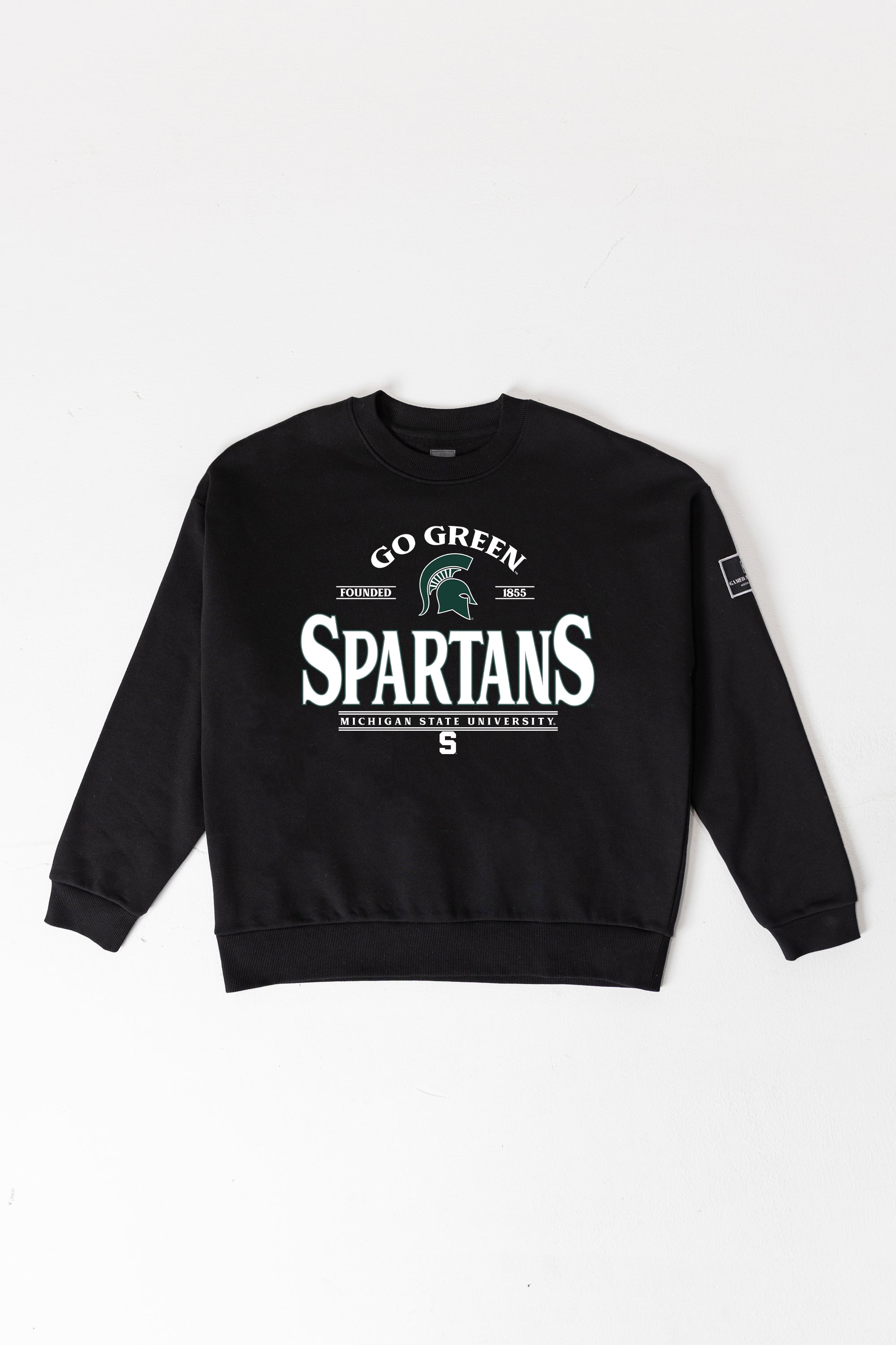 MICHIGAN STATE SPARTANS PLAYERS ONLY BLACK LABEL PREMIUM FLEECE DROP SHOULDER CREWNECK