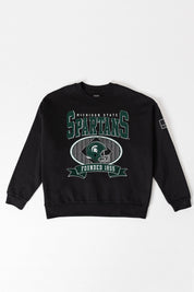 MICHIGAN STATE SPARTANS BOLD CHEERS BLACK LABEL PREMIUM FLEECE CREW SWEATSHIRT