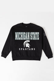 MICHIGAN STATE SPARTANS LEVEL UP BLACK LABEL PREMIUM FLEECE CREW SWEATSHIRT